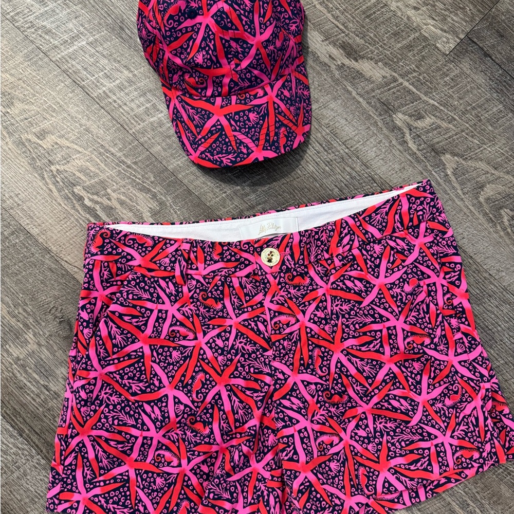 Lilly Pulitzer 5" Callahan Knit Short starfish design with matching hat